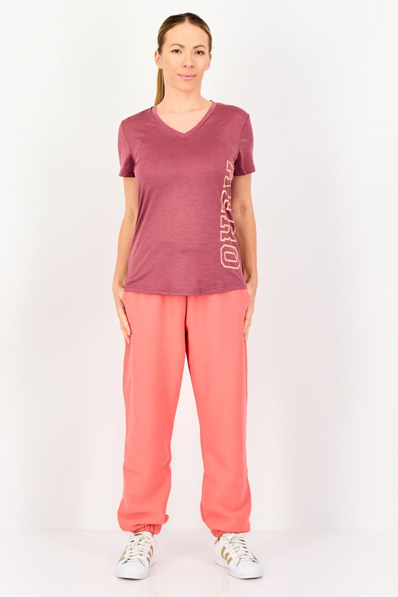 Aeropostale Women Sportswear Fit Short Sleeves Outdoor T-Shirt, Maroon - Image 2